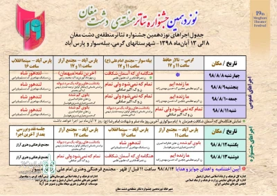 برنامه های نوزدهمین جشنواره تئاتر منطقه دشت مغان اعلام شد
